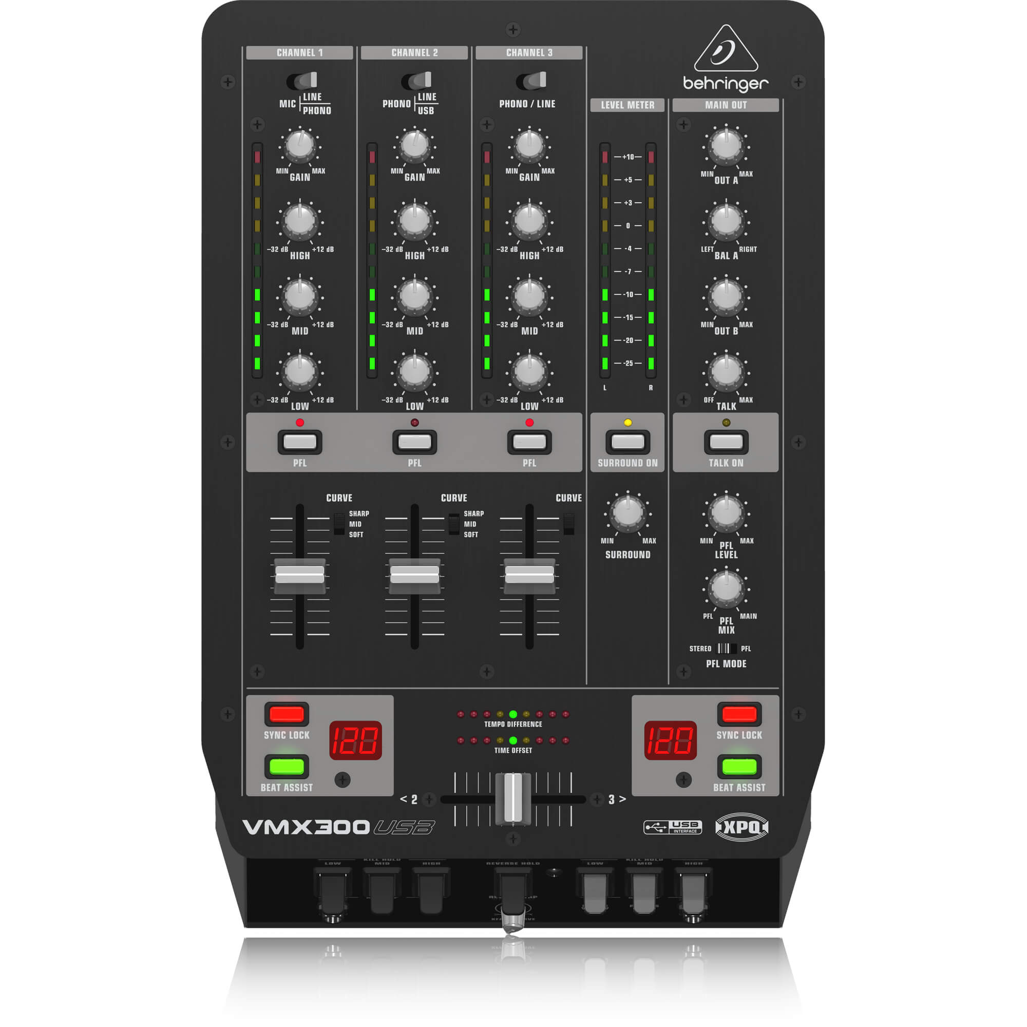 Behringer VMX300USB Professional 3-Channel DJ Mixer - Credible Sounds