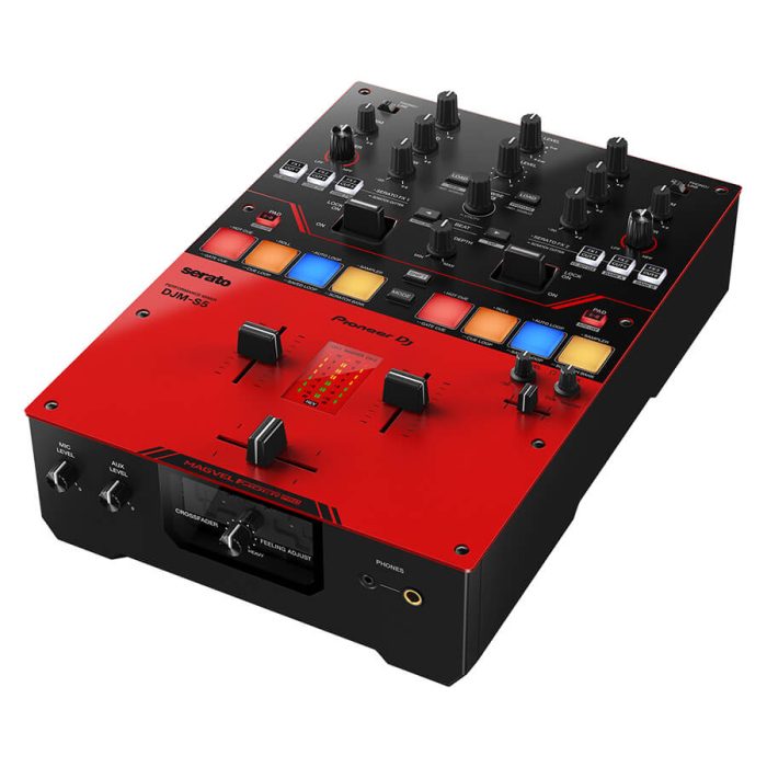 djm-s5-cgi-pc-angle Pioneer DJ DJM-S5 Scratch-style 2-channel DJ mixer (gloss red) - Image 1