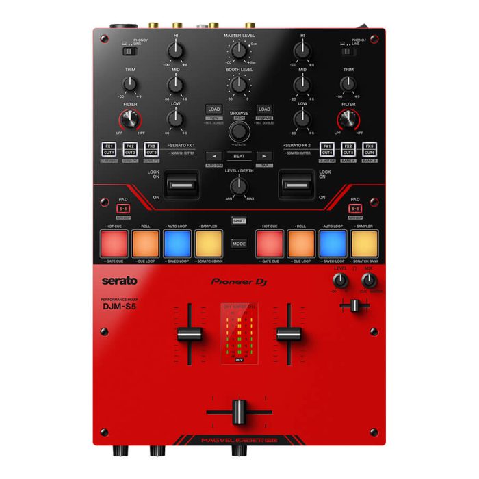 Pioneer DJ DJM-S5 Scratch-style 2-channel DJ mixer (gloss red) - Image 3