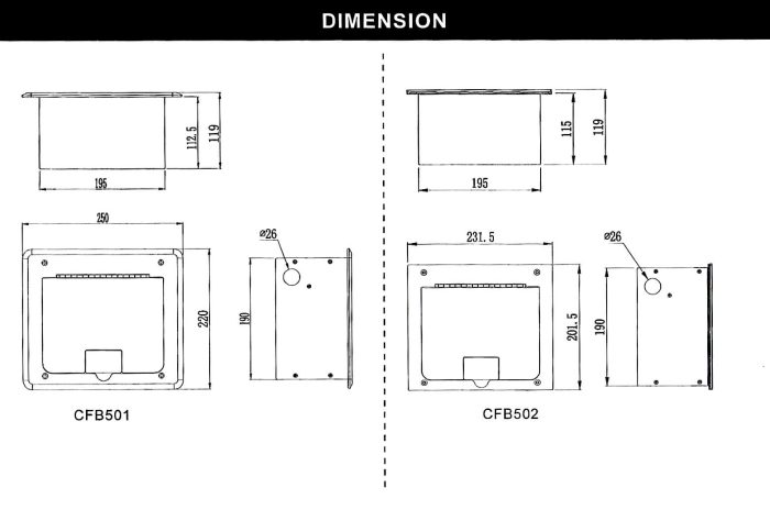 CFB502-dimension Soundking CFB502 Floor Box - Image 7